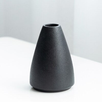 Black as Night Textured Ceramic Vases