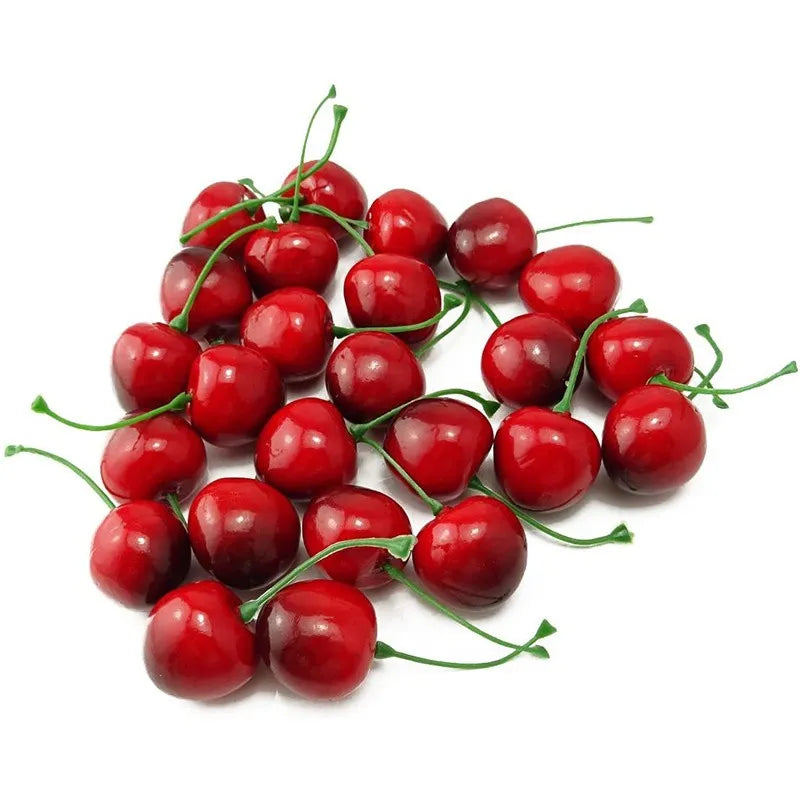 30Pcs Fake Cherry Artificial Fruit Model Simulation Cherry Ornament Craft Food Photography props Party Decor Home Decoration