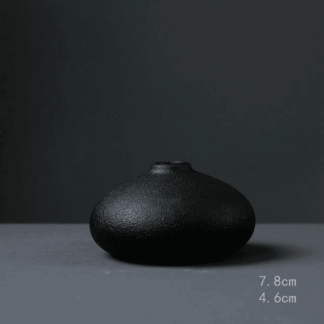 Black as Night Textured Ceramic Vases