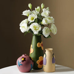 Flower Cutout Ceramic Vases