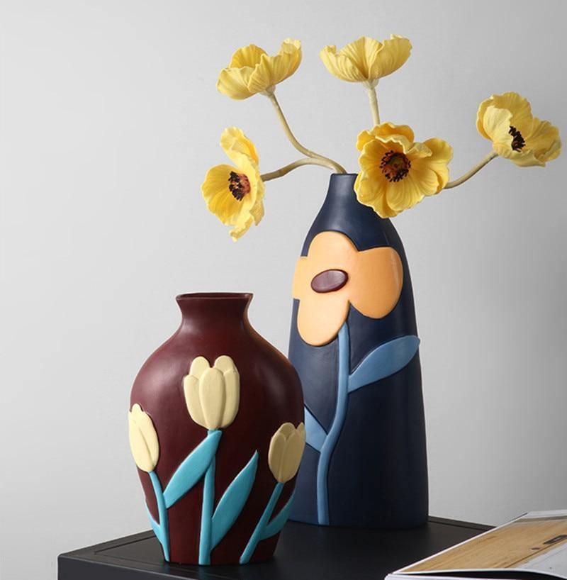 Flower Cutout Ceramic Vases