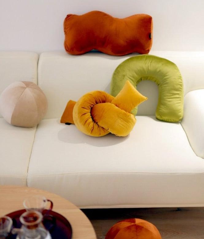 Velvety Retro Shapes Pillow